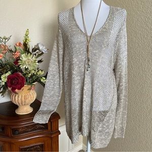 Cynthia Rowley Open Knit V Neck Sweater